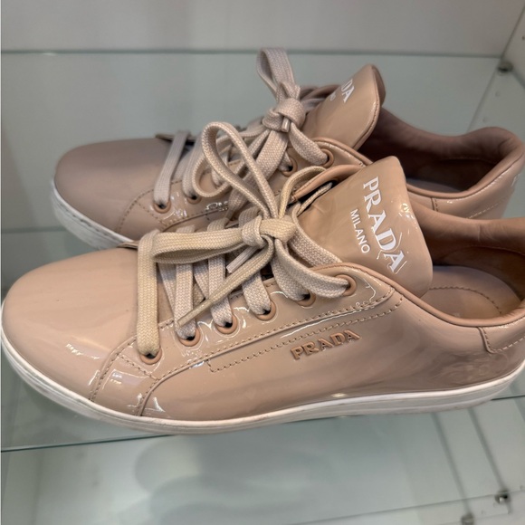 Prada Women's Nude Patent Sneakers - Picture 3 of 8